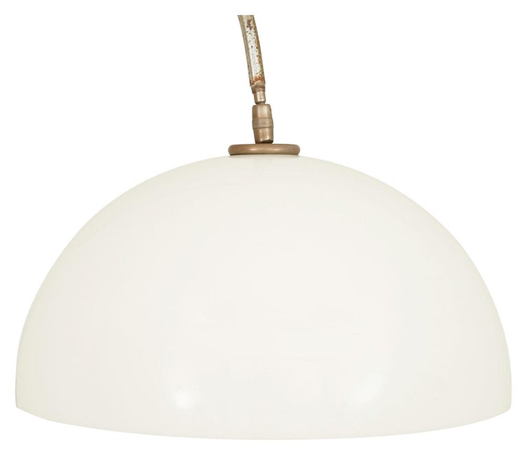 20th Century Spanish Arc Floor Lamp with White Plastic Dome Shade at