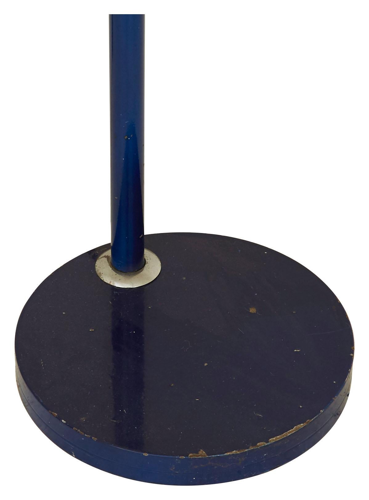 20th Century Spanish Arc Floor Lamp with White Plastic Dome Shade In Good Condition In Chicago, IL