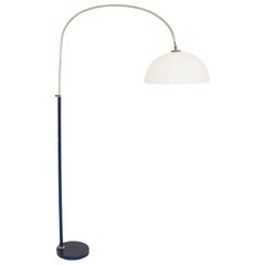 20th Century Spanish Arc Floor Lamp with White Plastic Dome Shade