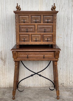 20th Century Spanish Bargueno Style Chest on Stand