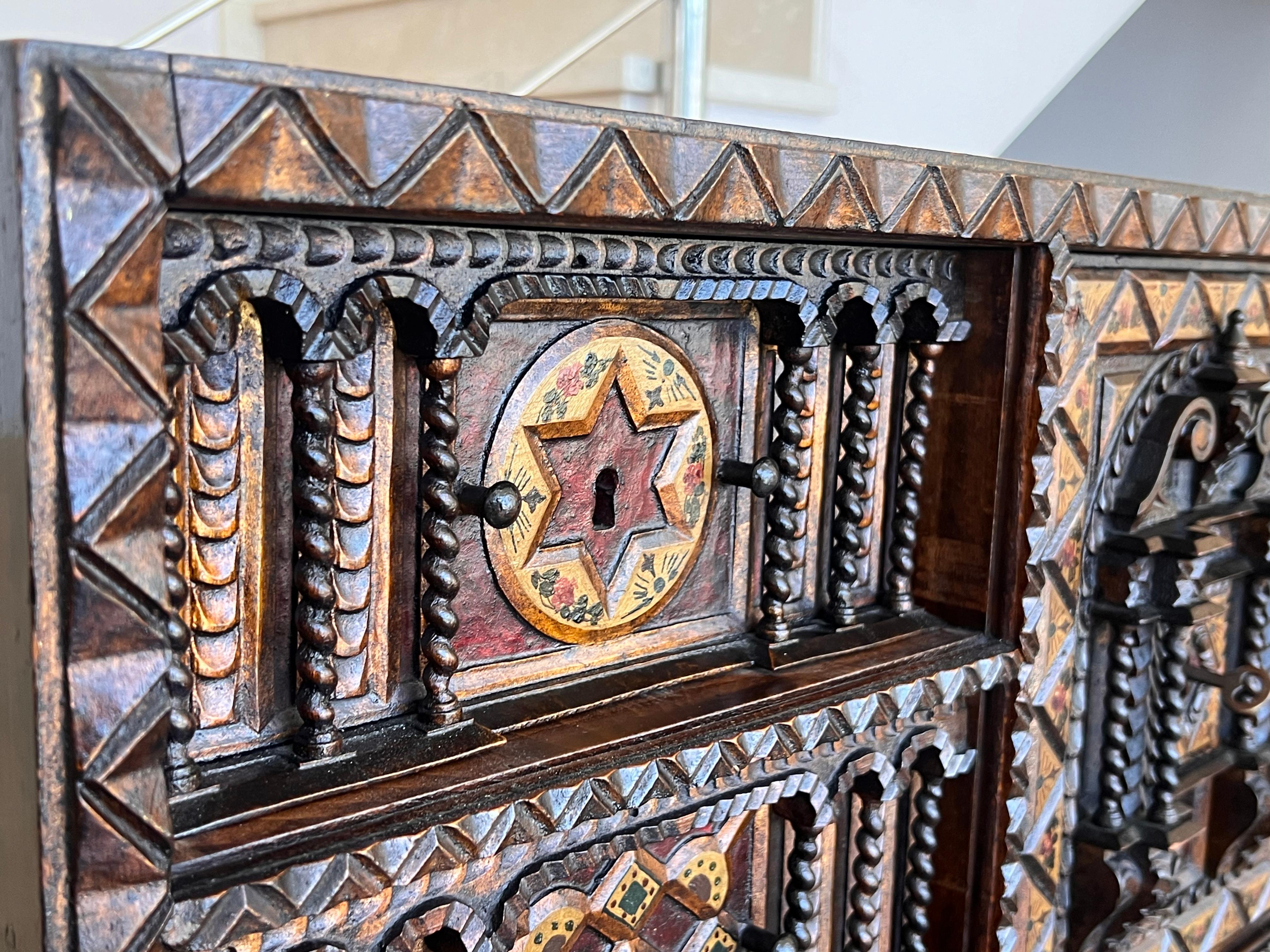 20th Century Spanish Baroque Style Cabinet on Stand, Bargueno or Varqueno 6
