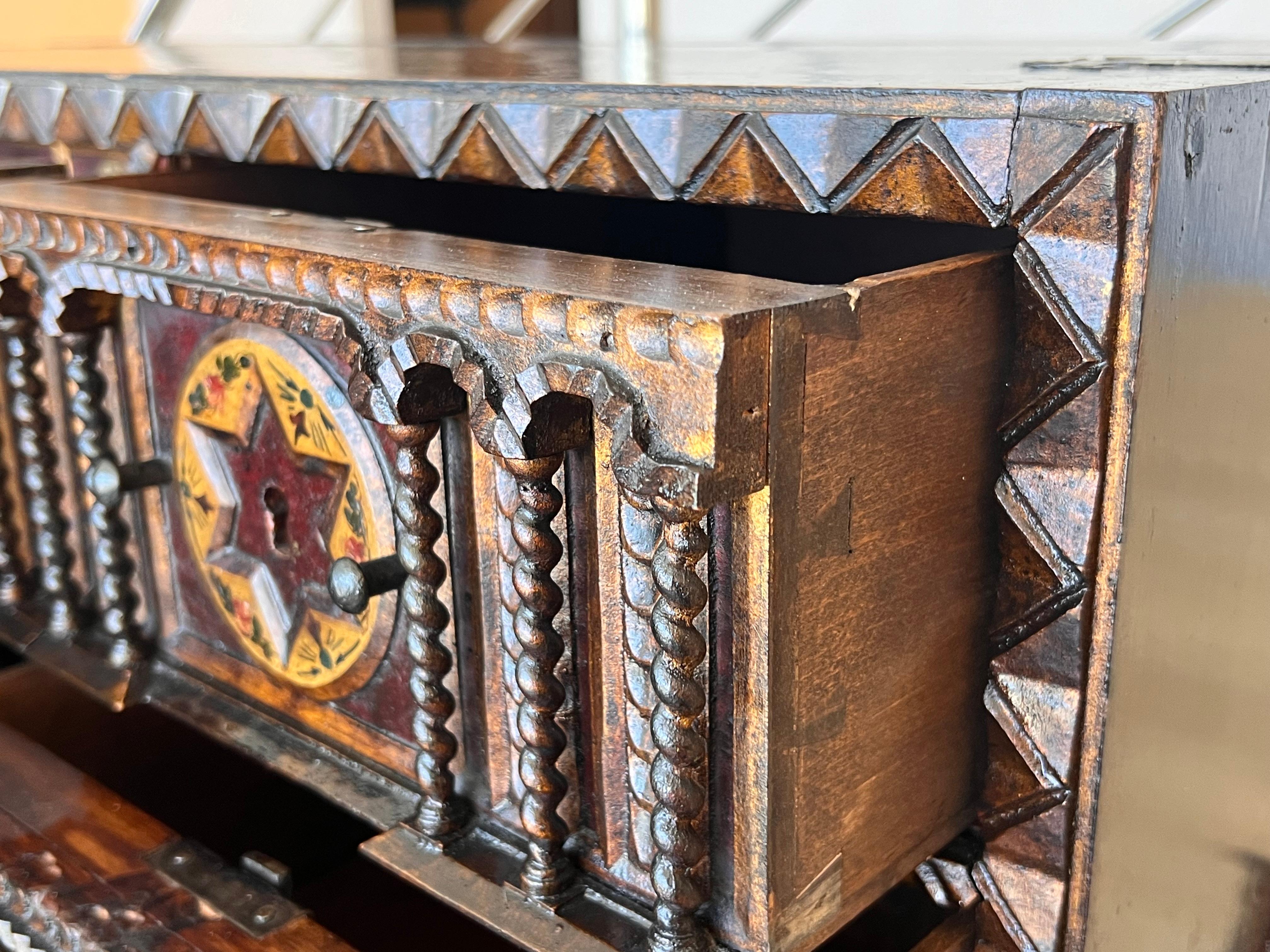 20th Century Spanish Baroque Style Cabinet on Stand, Bargueno or Varqueno 9