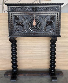 20th Century Spanish Baroque Style Cabinet on Stand, Bargueno or Varqueno