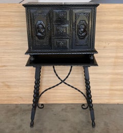 20th Century Spanish Baroque Style Cabinet on Stand, Bargueno or Varqueno