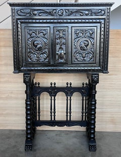 20th Century Spanish Baroque Style Cabinet on Stand, Bargueno or Varqueno