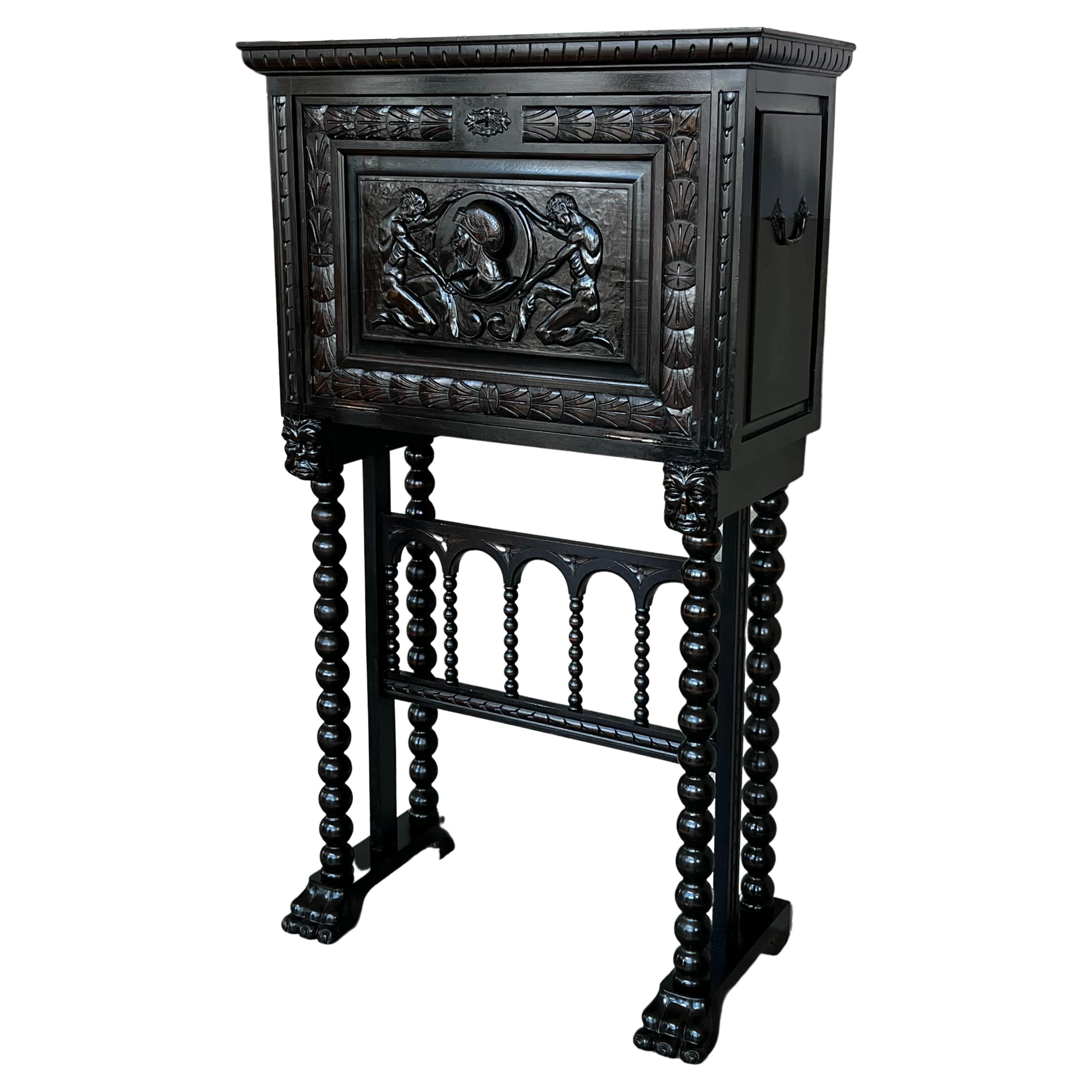 20th Century Spanish Baroque Style Cabinet on Stand, Bargueno or Varqueno