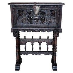 20th Century Spanish Baroque Style Cabinet on Stand, Bargueno or Varqueno