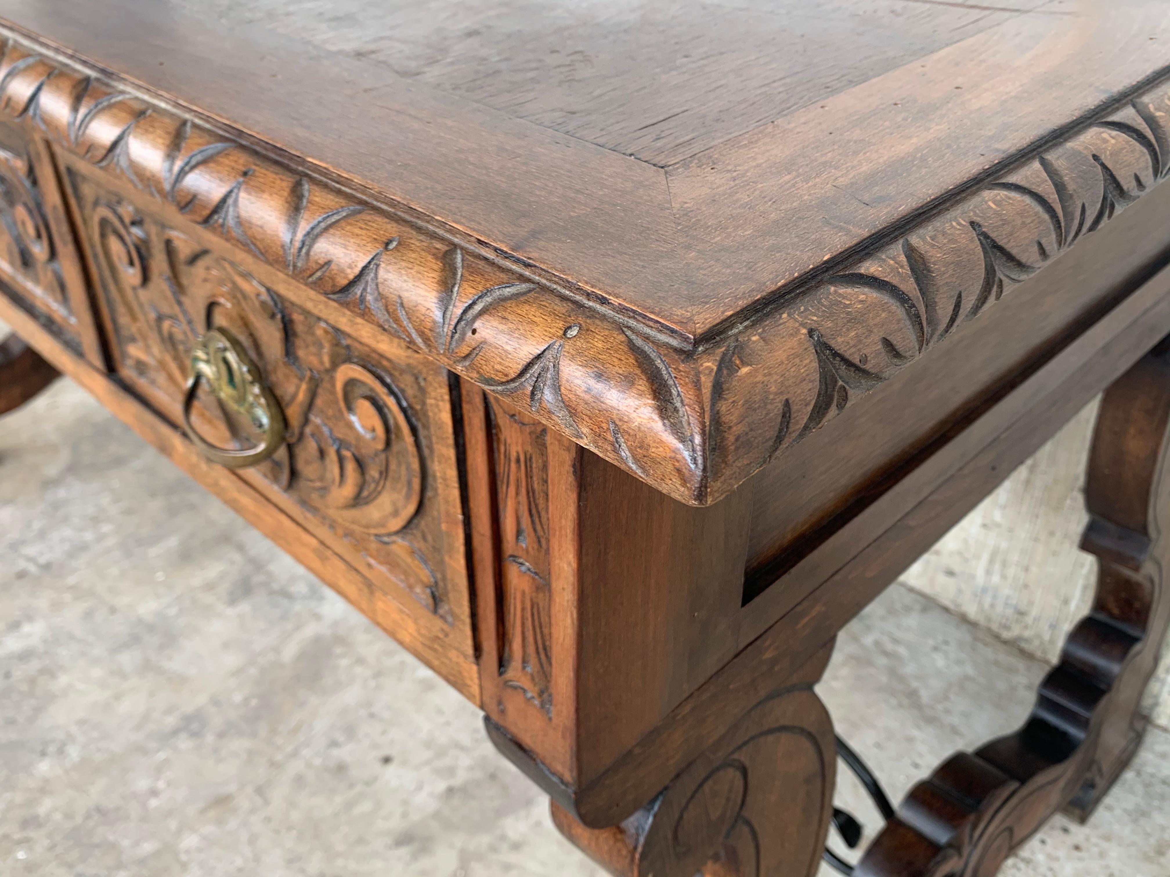 20th Century Spanish Baroque Style Oak Library Table or Desk 5