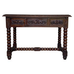 20th Century Spanish Baroque Style Oak Library Table or Desk