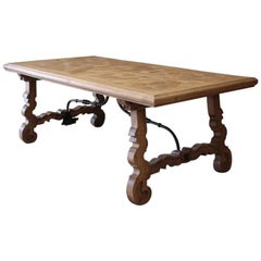 20th Century Spanish Bleached Oak Dining Table
