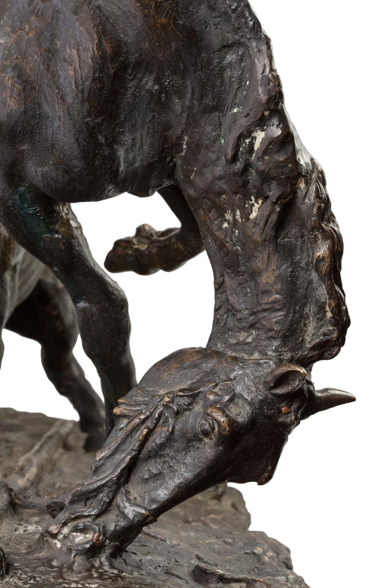 20th Century Spanish Bronze Picador and Bull Sculpture by Juan Polo