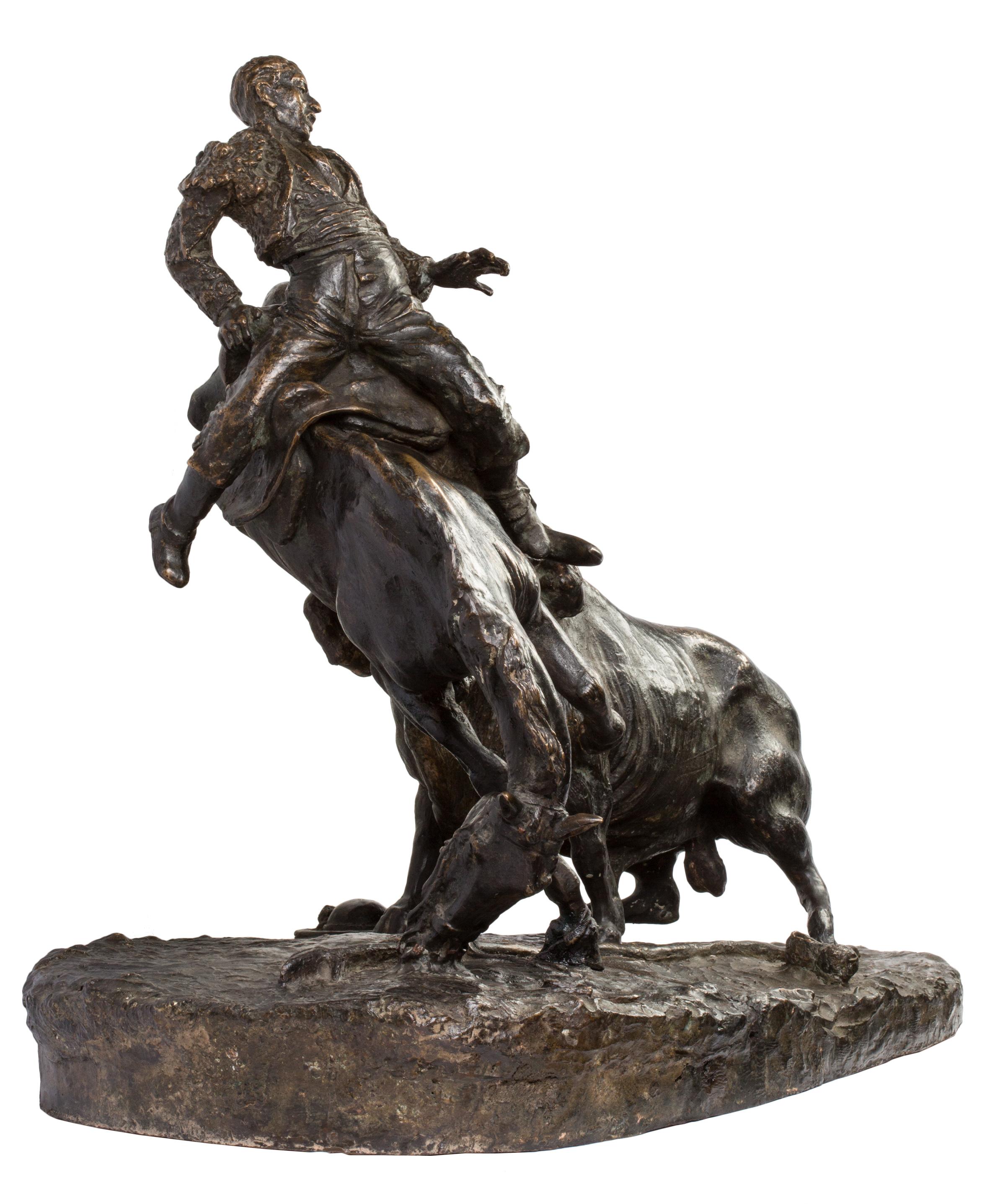 20th Century Spanish Bronze Picador and Bull Sculpture by Juan Polo Velasco 1
