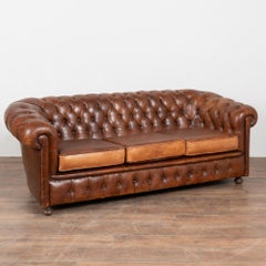 Sofá Chesterfield Español Siglo XX Piel Marrón Vintage