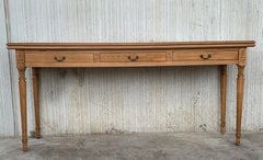20th Century Spanish Carved Console Fold Out Table with Three Drawers