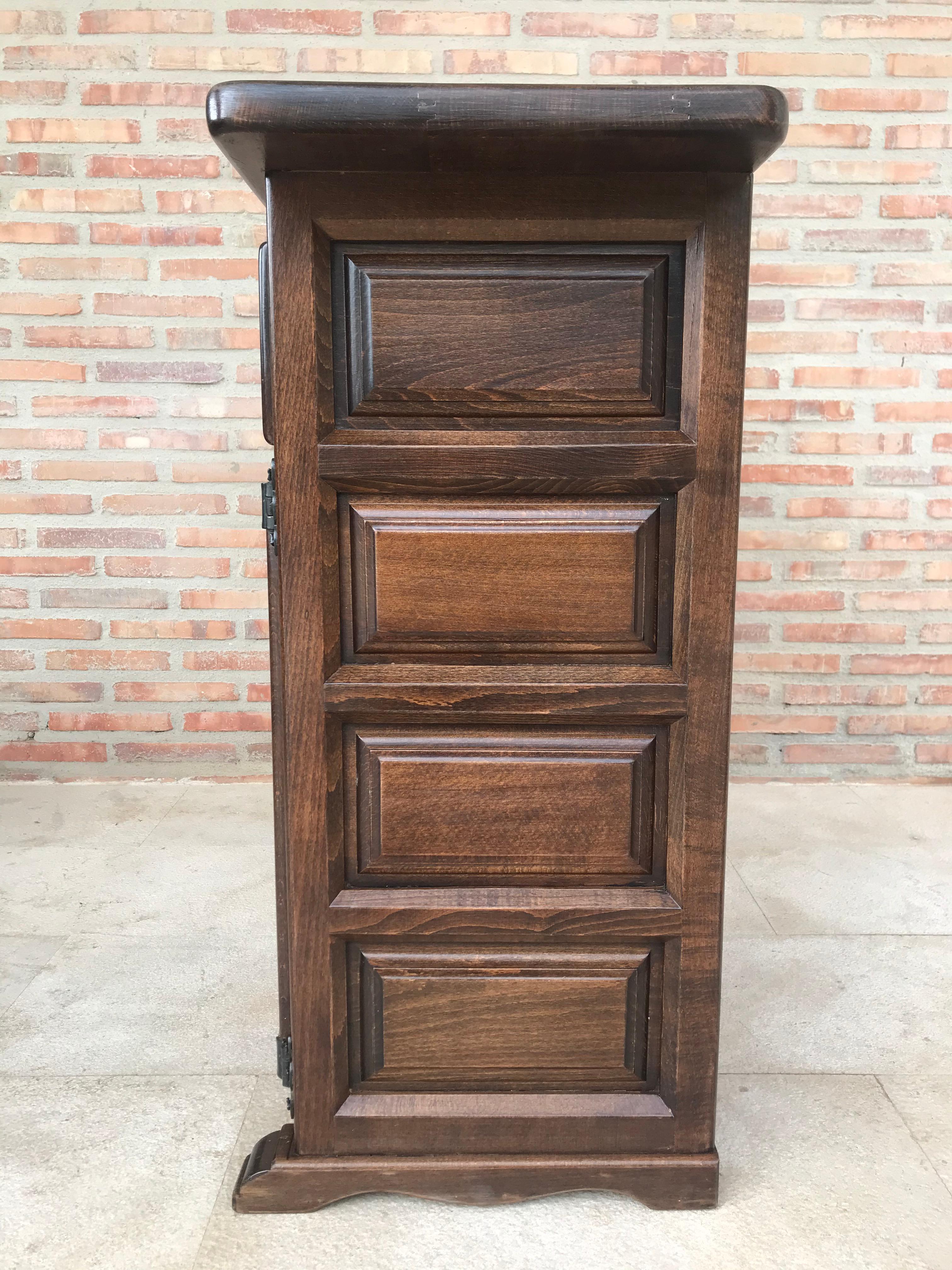 Mid-20th Century 20th Century Spanish Carved Dark Walnut Tuscan Two Drawers Credenza or Buffet