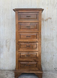 20th Century Spanish Carved Pine Tuscan Six Drawers Chiiffonier with Locks