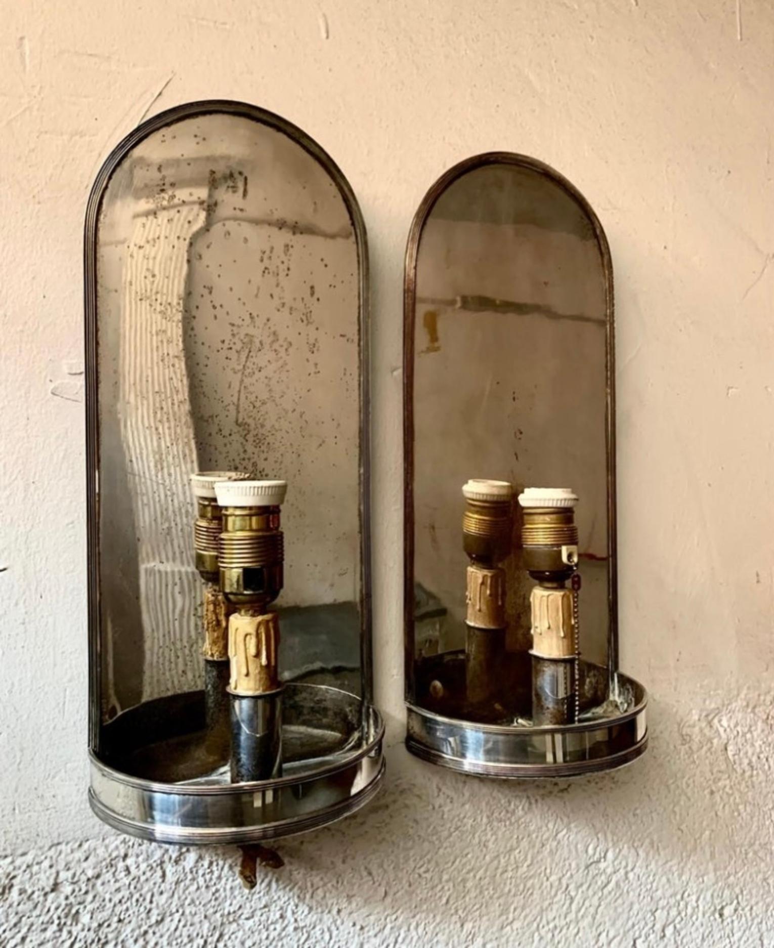 20th Century Spanish Century Vintage Silver Metal Wall Light Sconces by Valenti 6