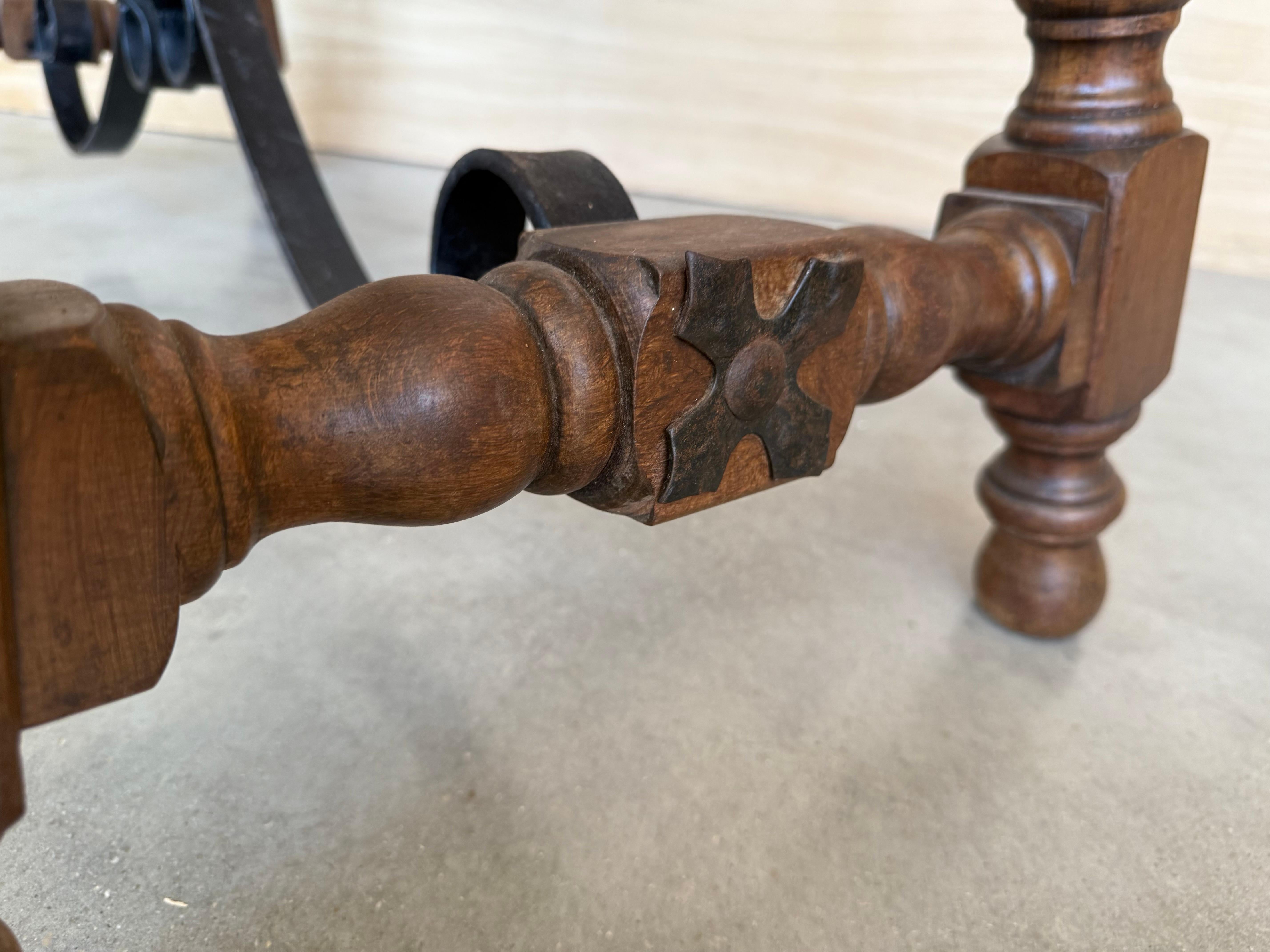 20th Century Spanish Console Fold Out Farm Table with Wood Stretcher For Sale 2