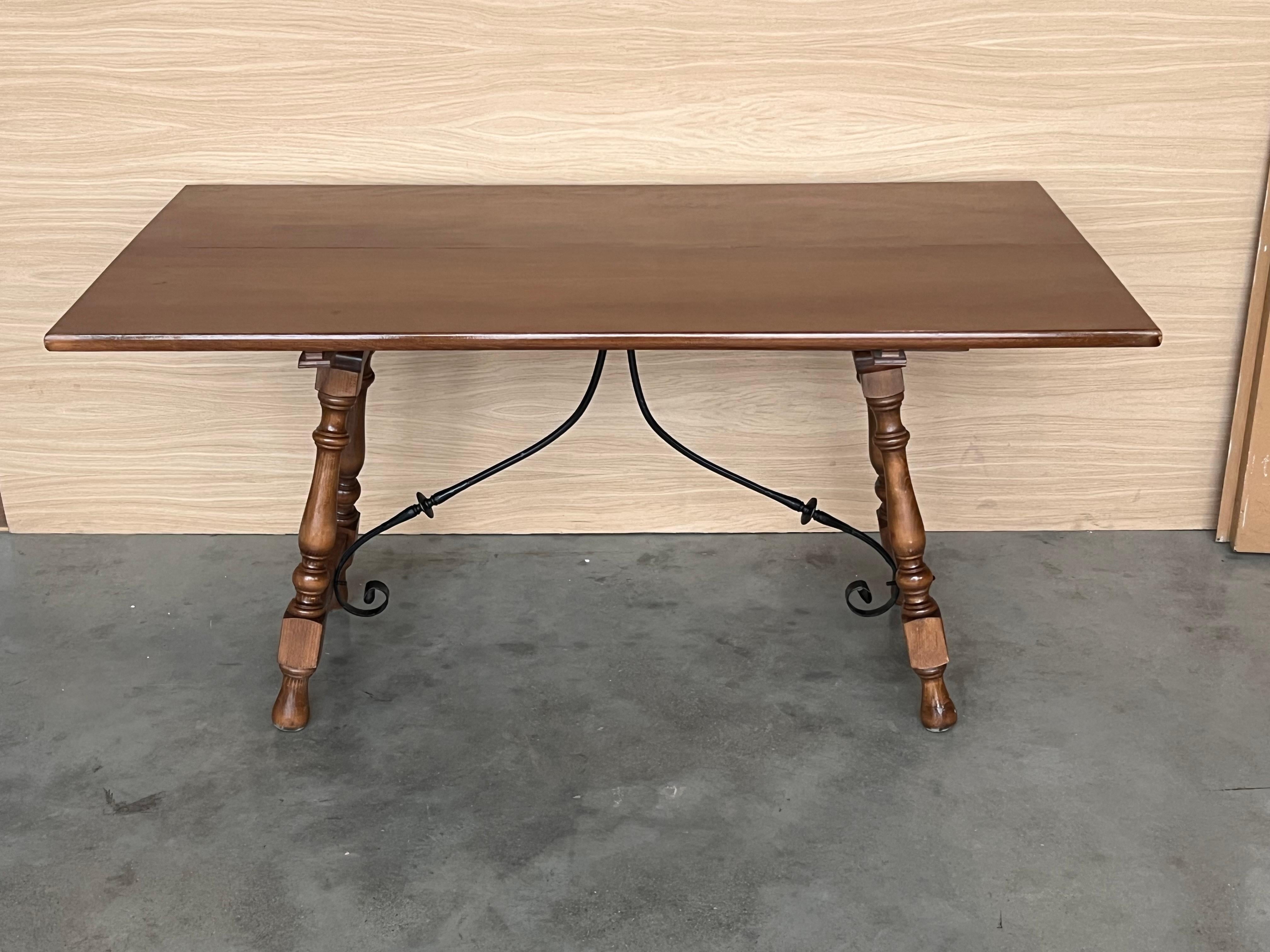 20th Century Spanish Console Fold Out Table with Iron Stretcher  For Sale 3