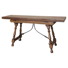 20th Century Spanish Console Fold Out Table with Iron Stretcher 