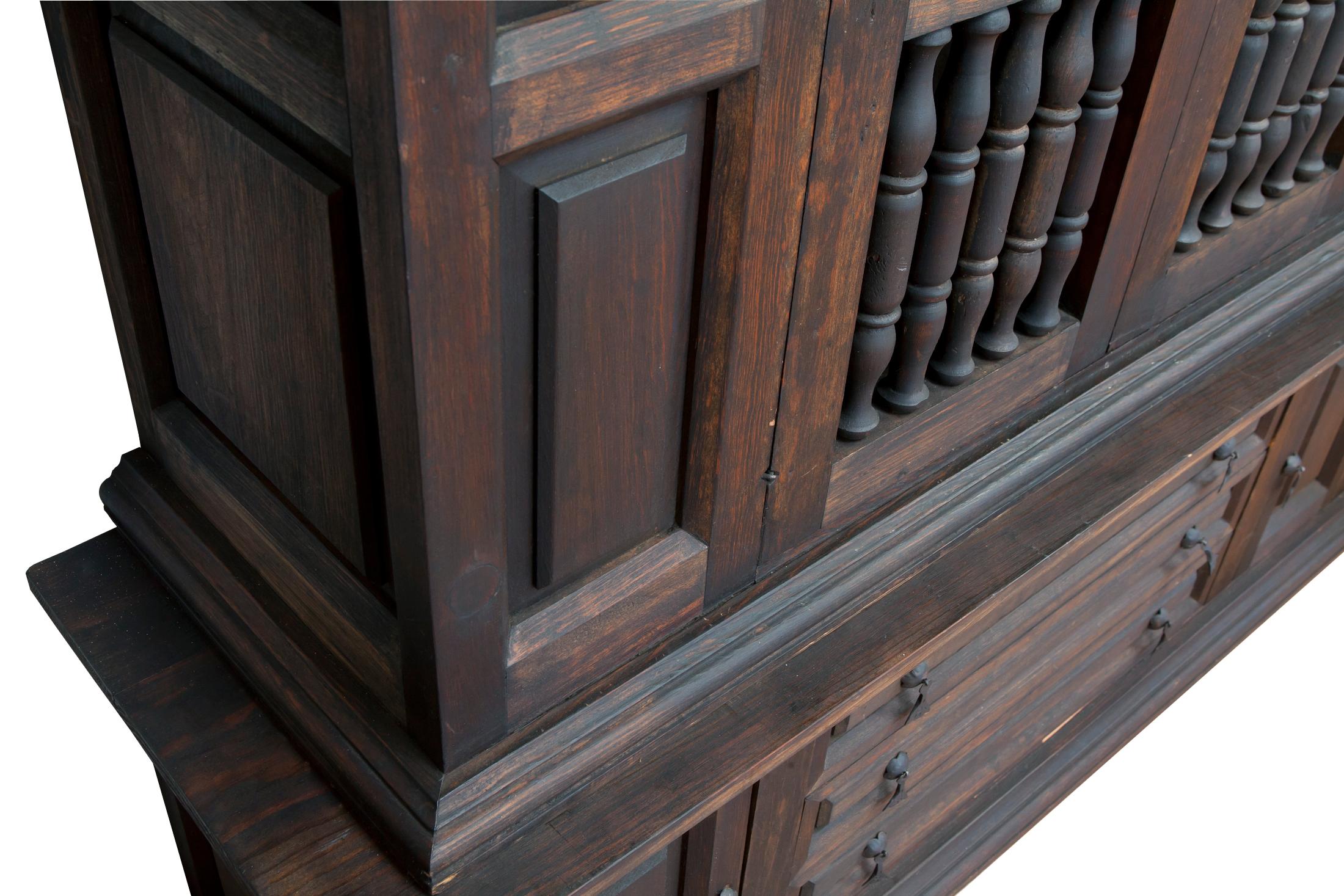 Hand-Crafted 20th Century Spanish Dark Pine Cabinet