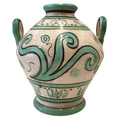 20th Century Spanish Glazed Cruche, Urn with Two Handles