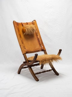 20th Century Spanish Hair On Hide Campaign Chair