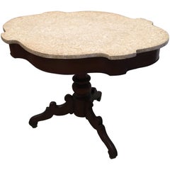 Mesa de pedestal española del siglo XX Mariano Garcia con tapa de mármol