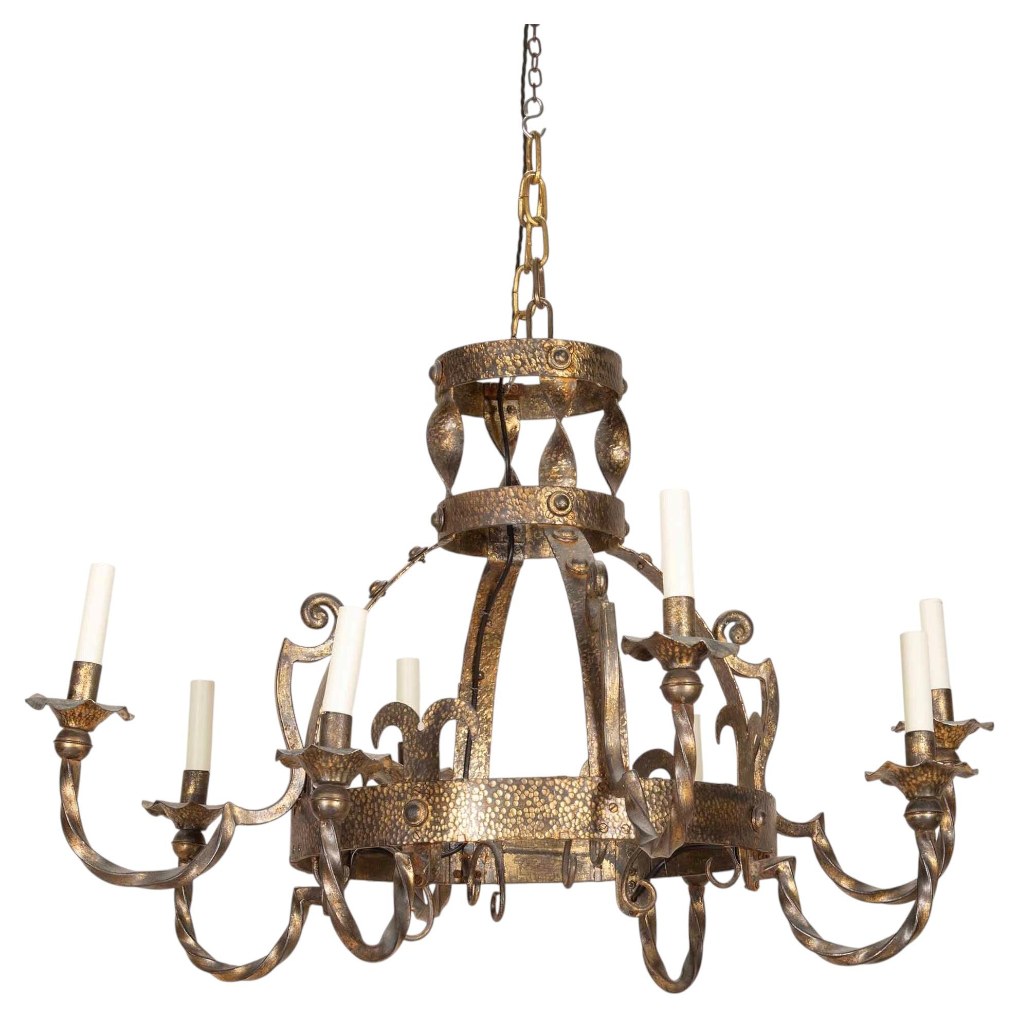 20th Century Spanish Metal Chandelier For Sale