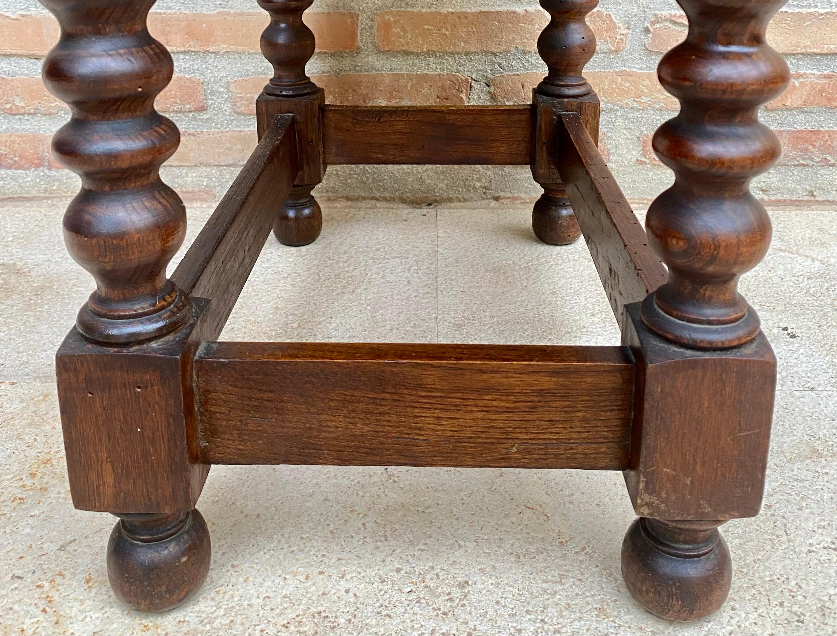 20th Century Spanish Nightstand Carved Drawer and Iron Hardware, 1890s For Sale 4