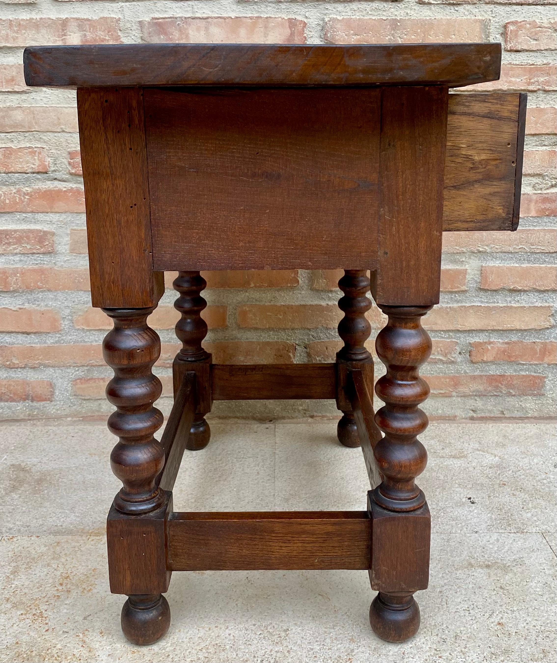 20th Century Spanish Nightstand Carved Drawer and Iron Hardware, 1890s For Sale 2