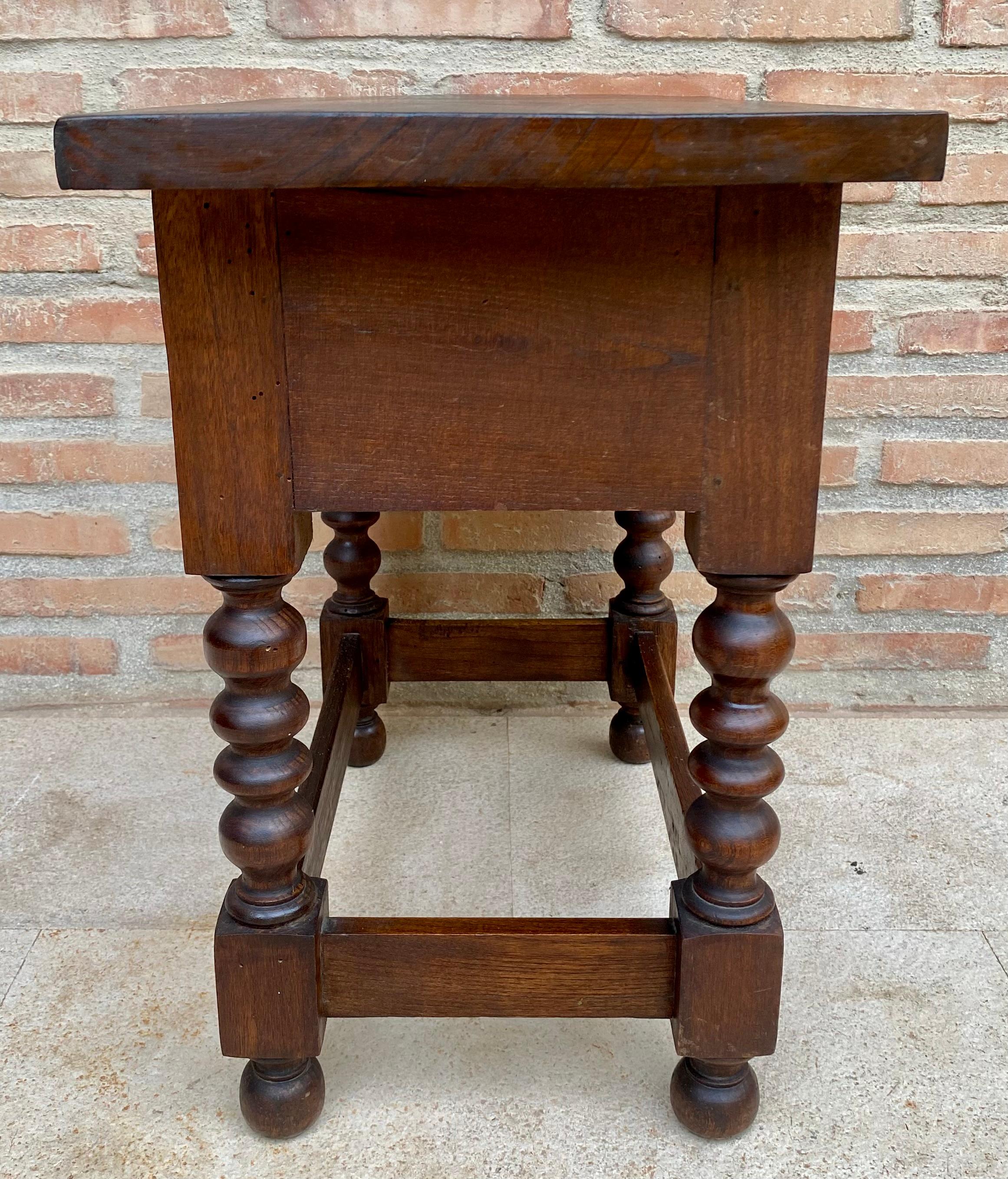 20th Century Spanish Nightstand Carved Drawer and Iron Hardware, 1890s For Sale 3