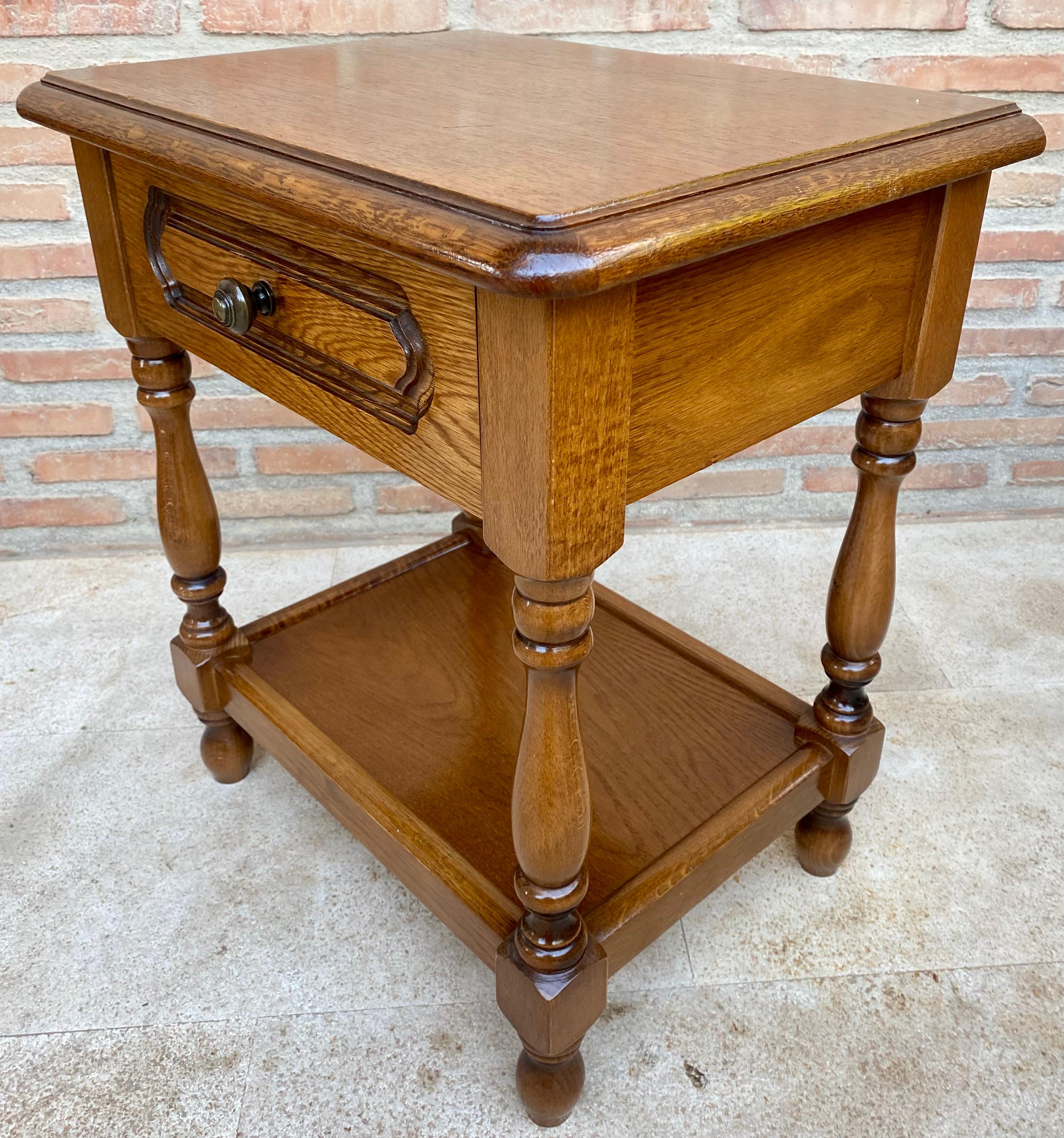 20th Century Spanish Nightstands with One Drawer and Iron Hardware and One Open  For Sale 5