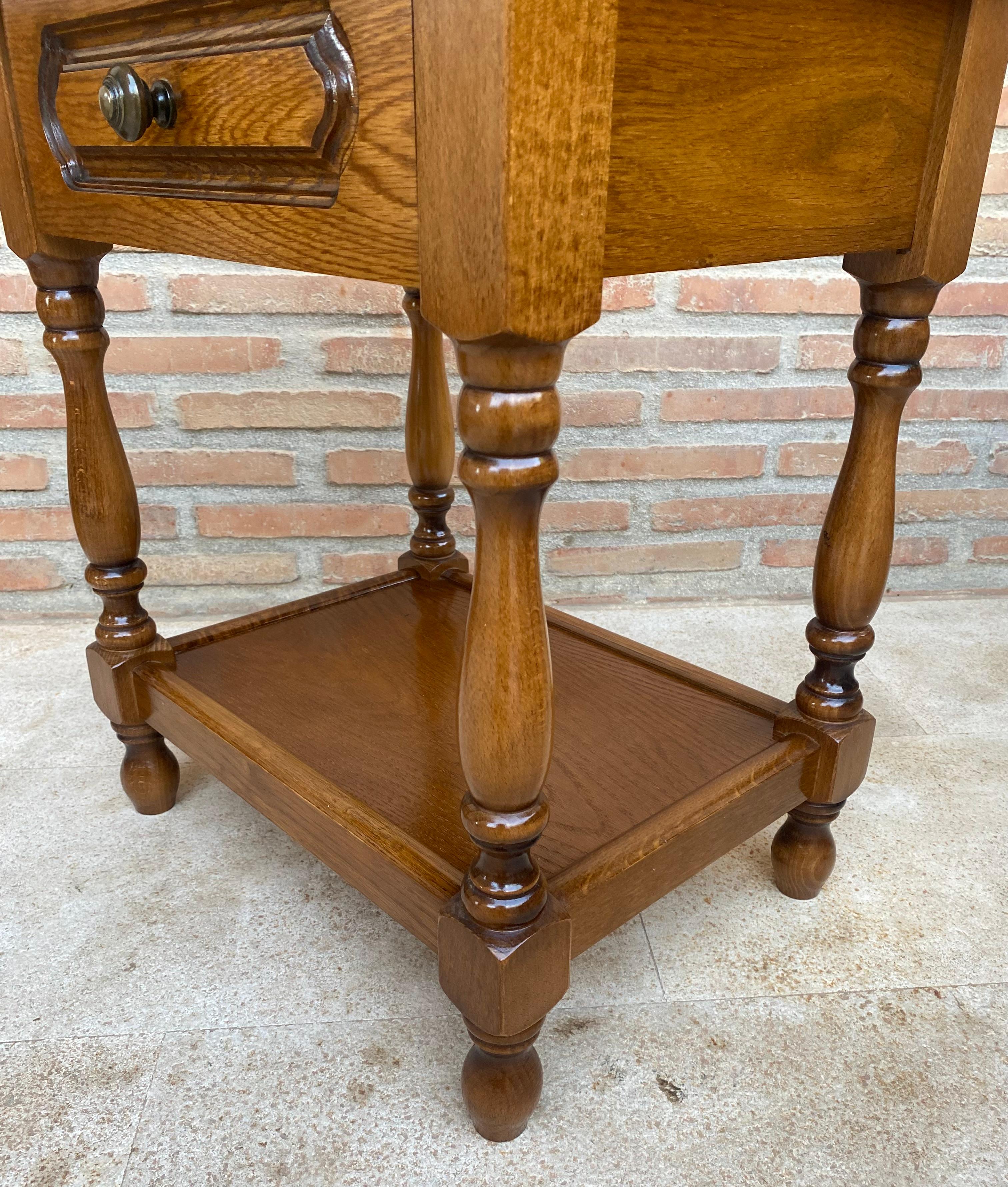 20th Century Spanish Nightstands with One Drawer and Iron Hardware and One Open  For Sale 6