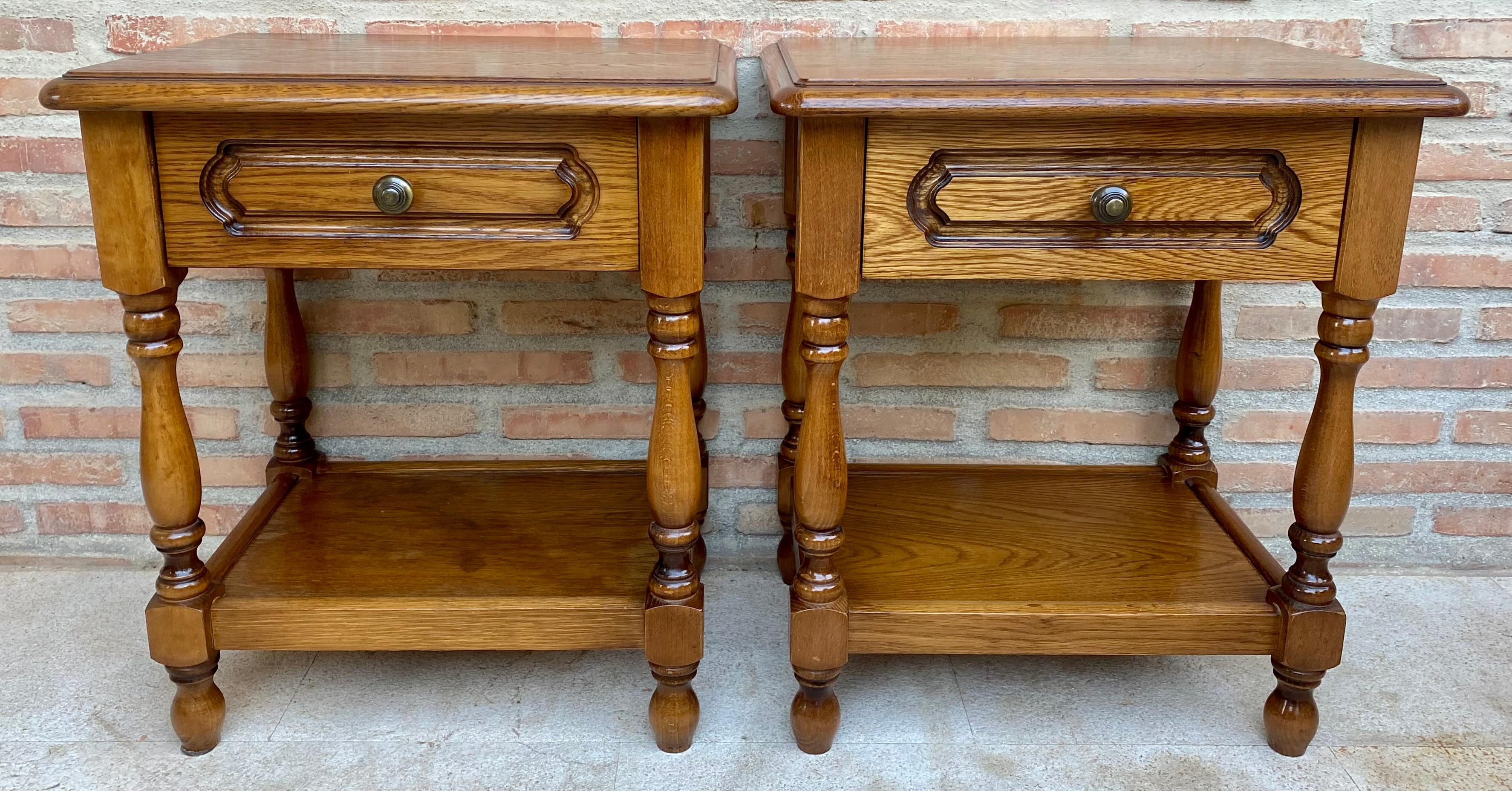 Spanish Colonial 20th Century Spanish Nightstands with One Drawer and Iron Hardware and One Open  For Sale