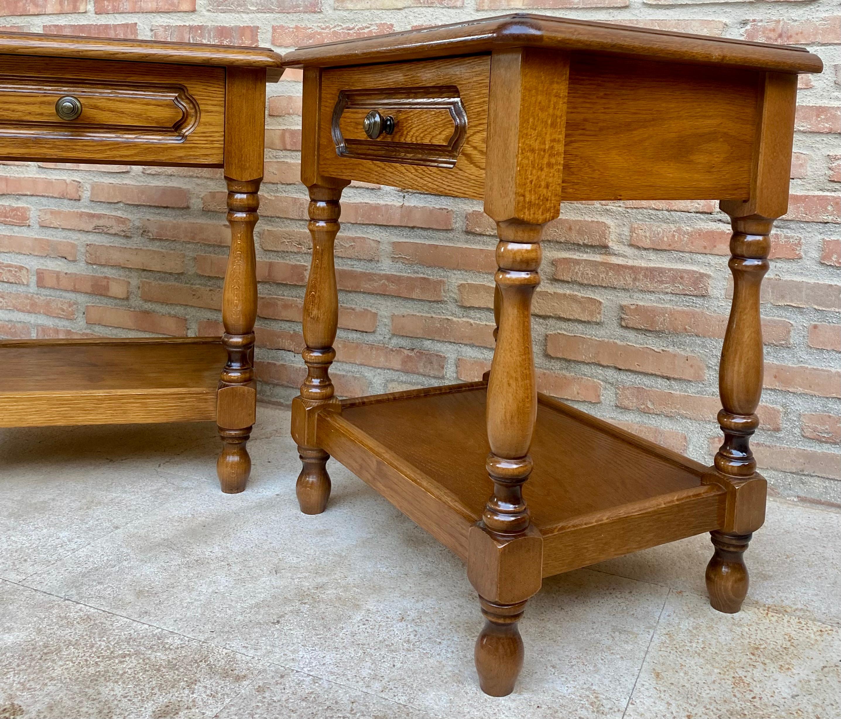 20th Century Spanish Nightstands with One Drawer and Iron Hardware and One Open  For Sale 2