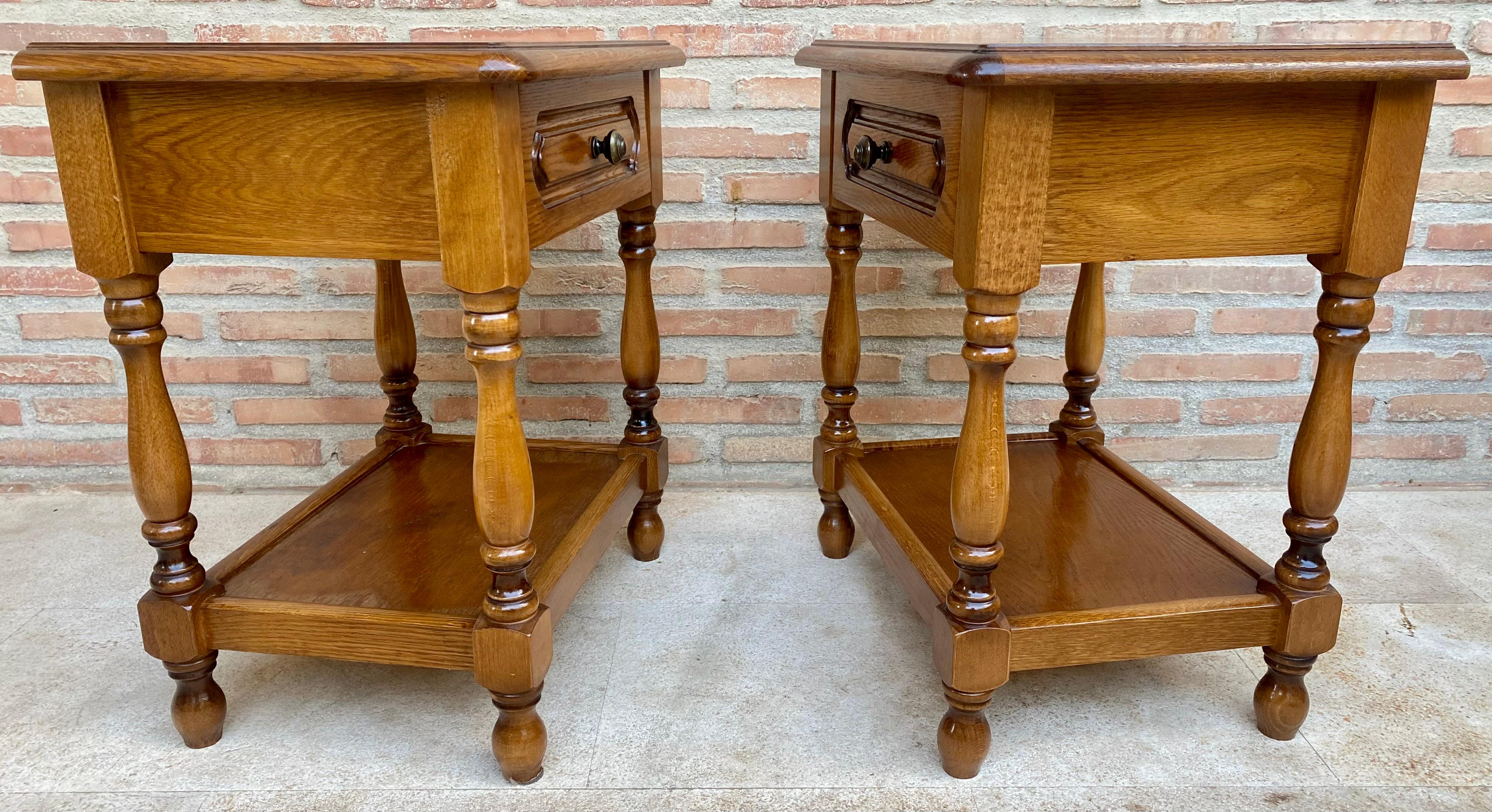 20th Century Spanish Nightstands with One Drawer and Iron Hardware and One Open  For Sale 3