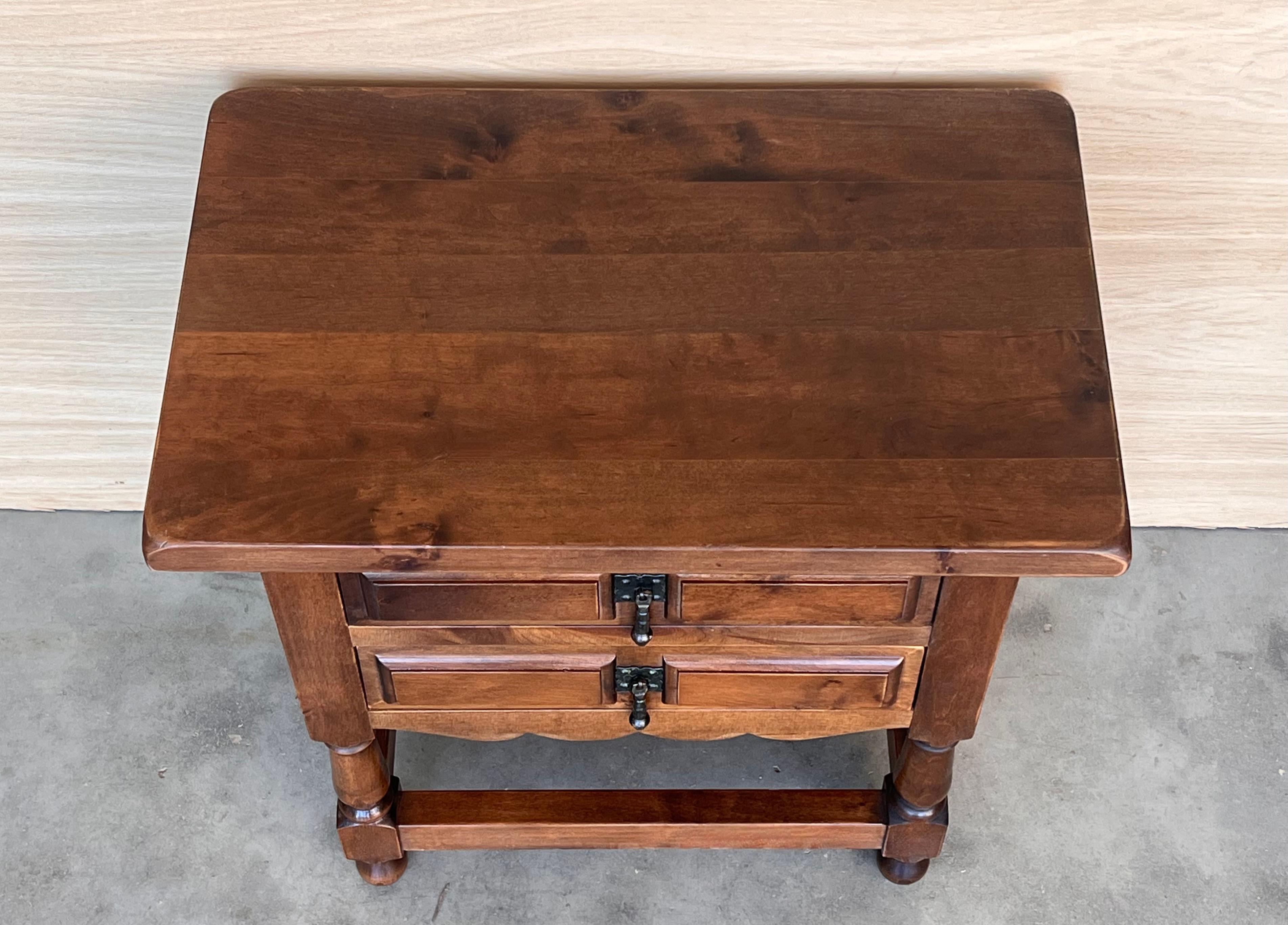 20th Century Spanish Nightstands with Two Drawers and Iron Hardware 5