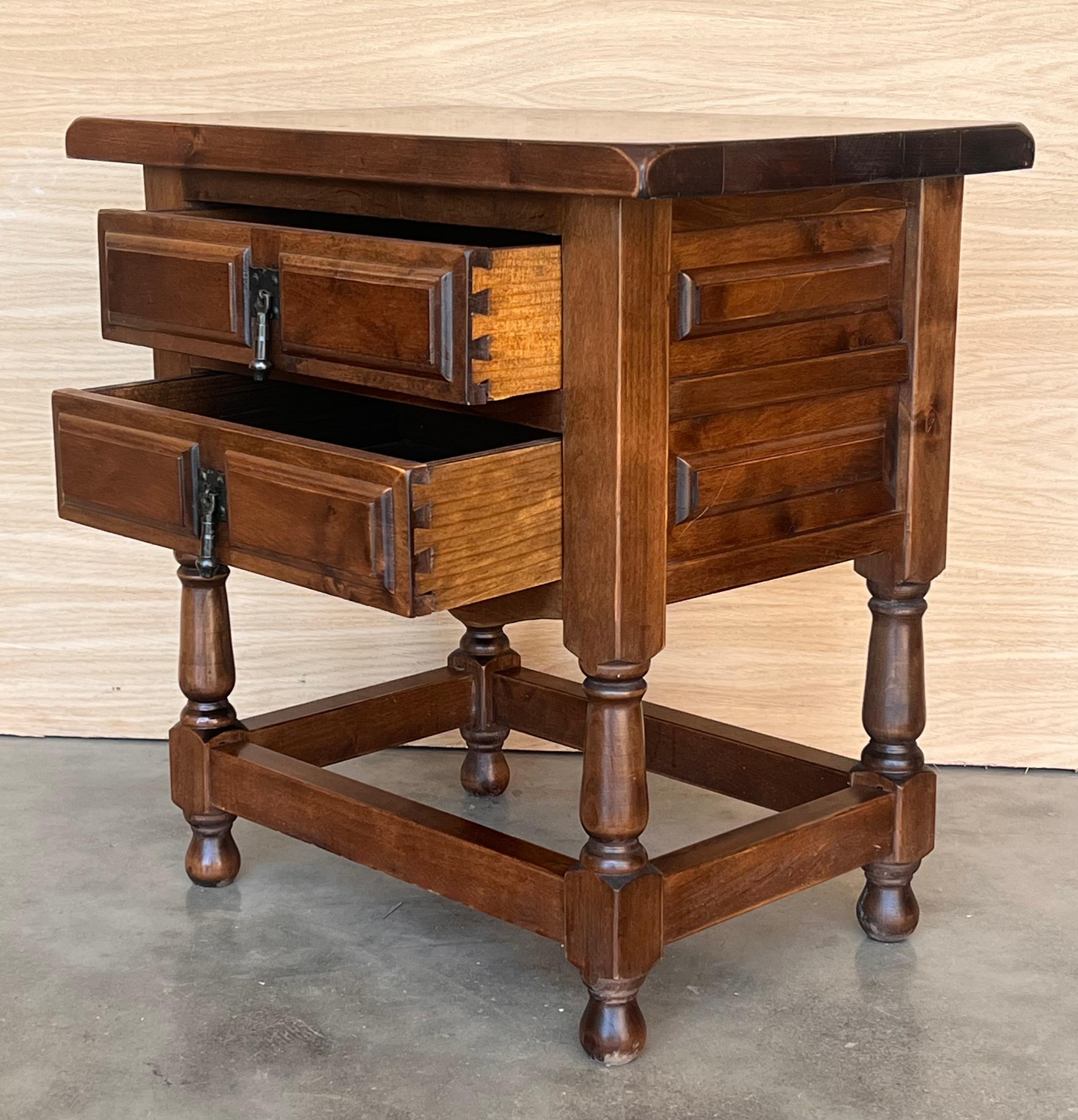 20th Century Spanish Nightstands with Two Drawers and Iron Hardware 6