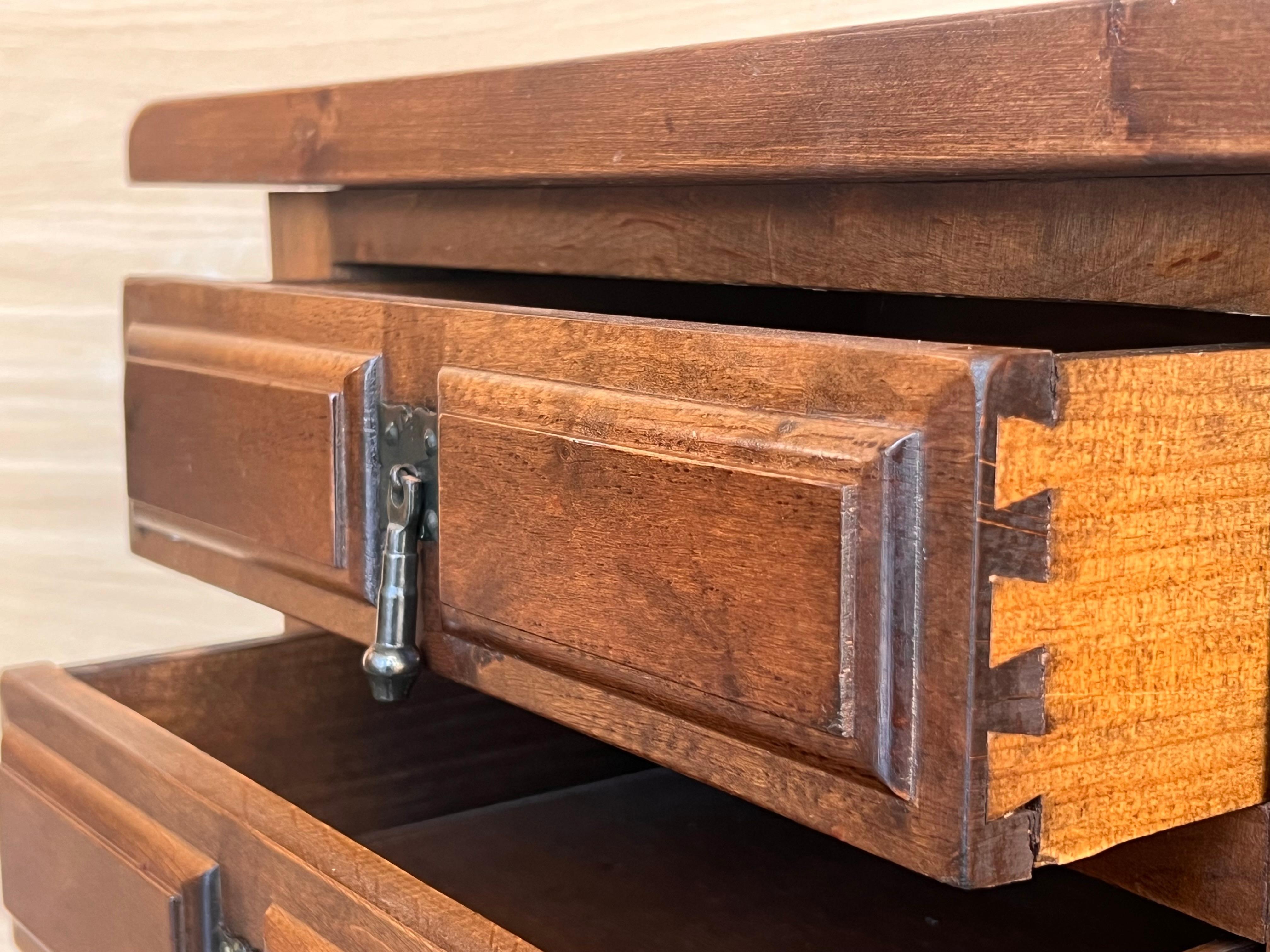 20th Century Spanish Nightstands with Two Drawers and Iron Hardware 7