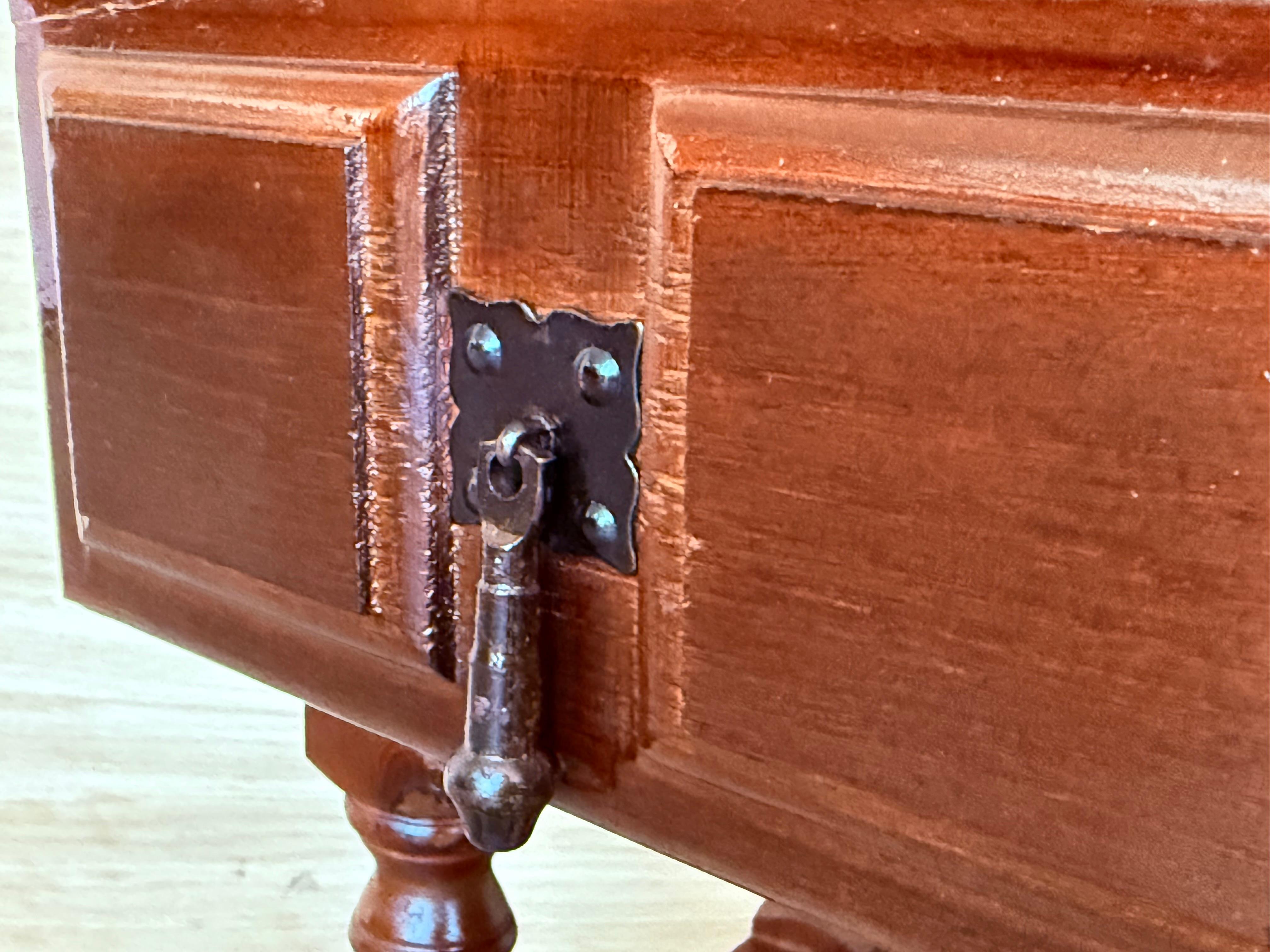 20th Century Spanish Nightstands with Drawer and Iron Hardware For Sale 7