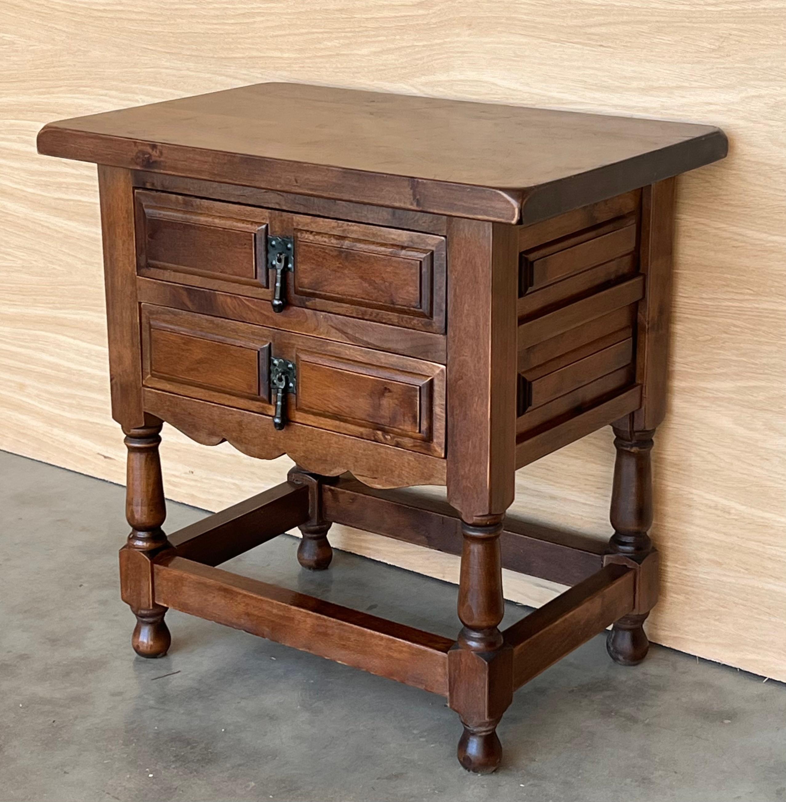 20th Century Spanish Nightstands with Two Drawers and Iron Hardware 4