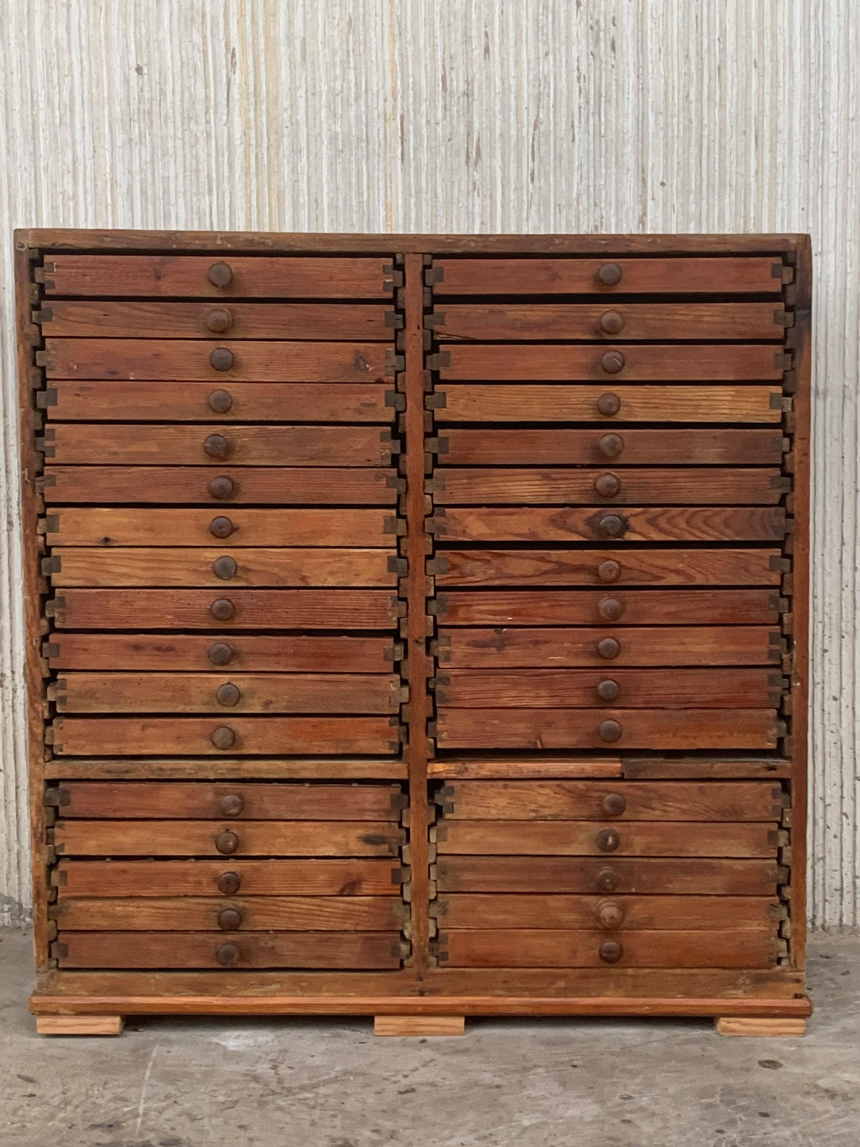 Spanish Colonial 20th Century Spanish Oak Fitted Doctors Filing Cabinet Drawers, circa 1930