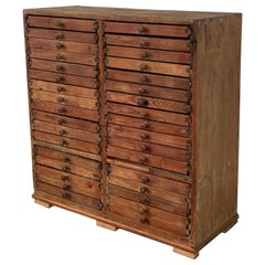 Antique 20th Century Spanish Oak Fitted Doctors Filing Cabinet Drawers, circa 1930