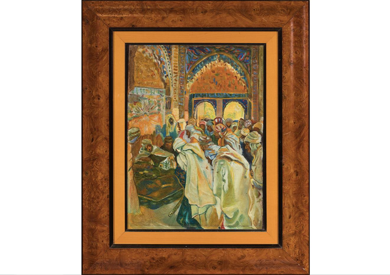 Espagnol 20e siècle, école de peinture orientaliste espagnole «audience à l'Alhambra » en vente