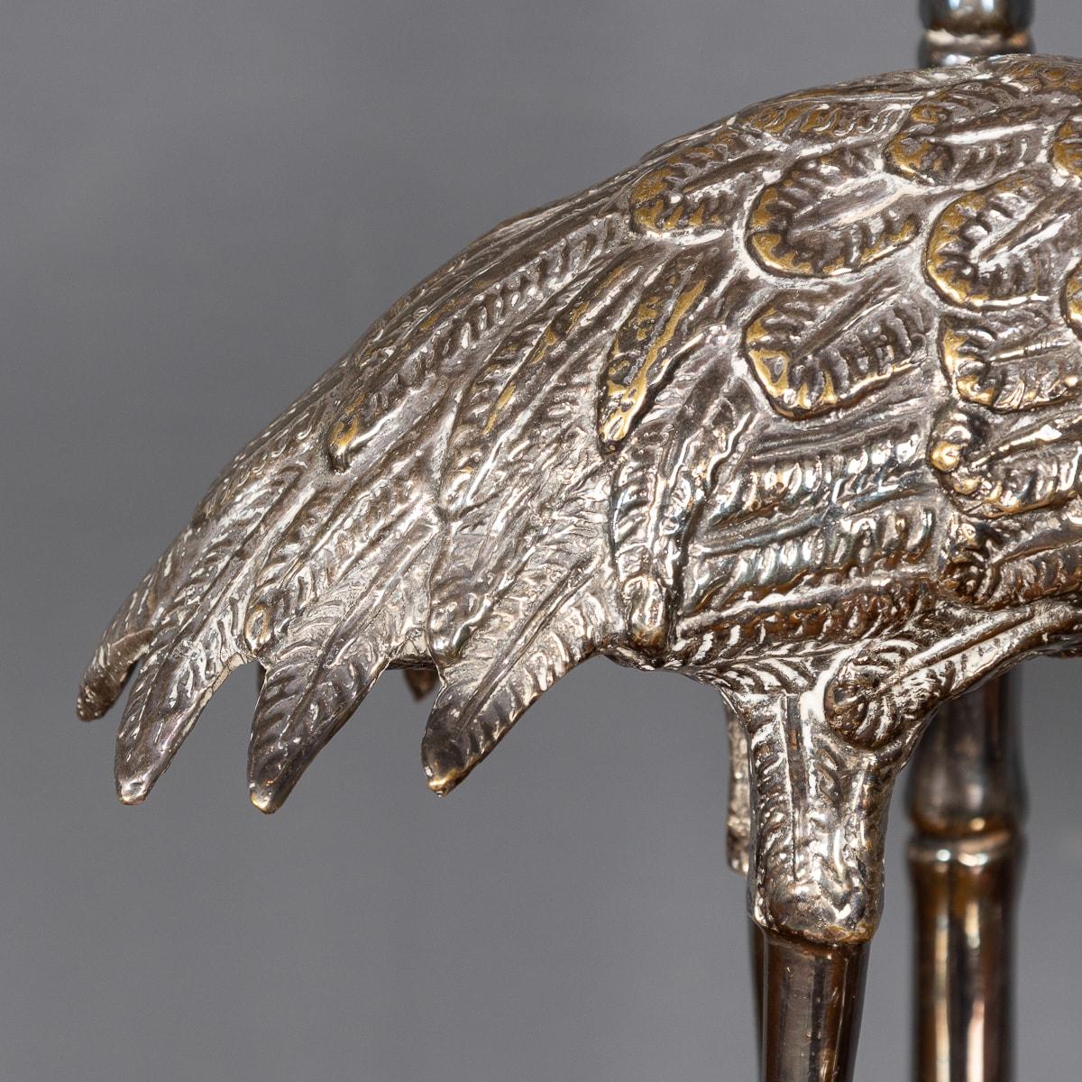 20th Century Spanish Pair Of Silver Plated Crane Design Lamps. Valenti, c.1960 9