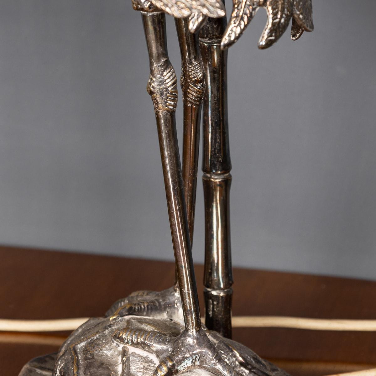 20th Century Spanish Pair Of Silver Plated Crane Design Lamps. Valenti, c.1960 15