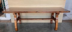 20th Century Spanish Pine Lyre Legs Trestle Dining Farm Table