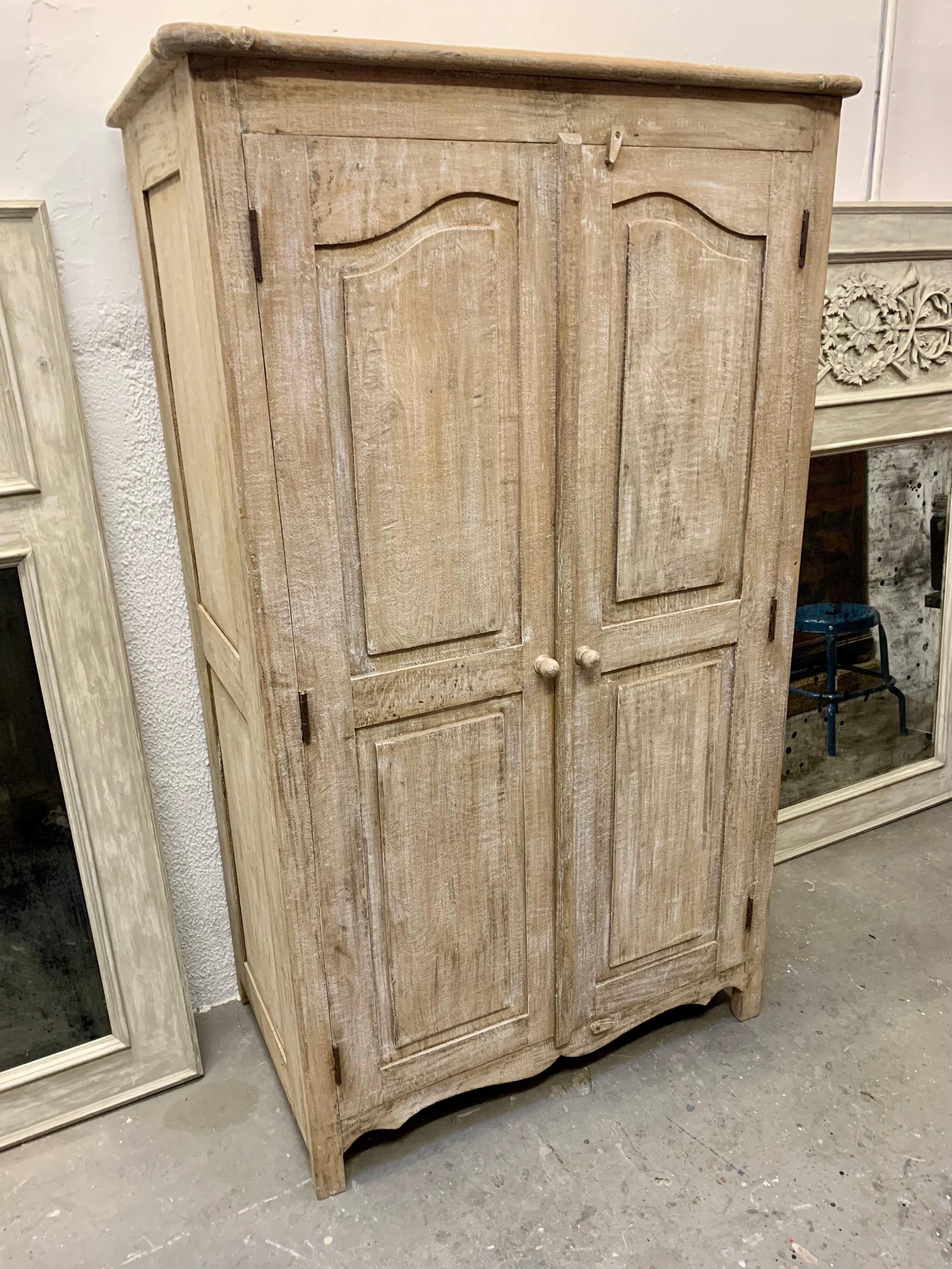 Rustic 20th Century Spanish Pine Wood Grey Patined Cupboard For Sale