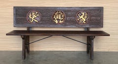 20th Century Spanish Renaissance Carved Walnut Bench Banquette "Escaño"